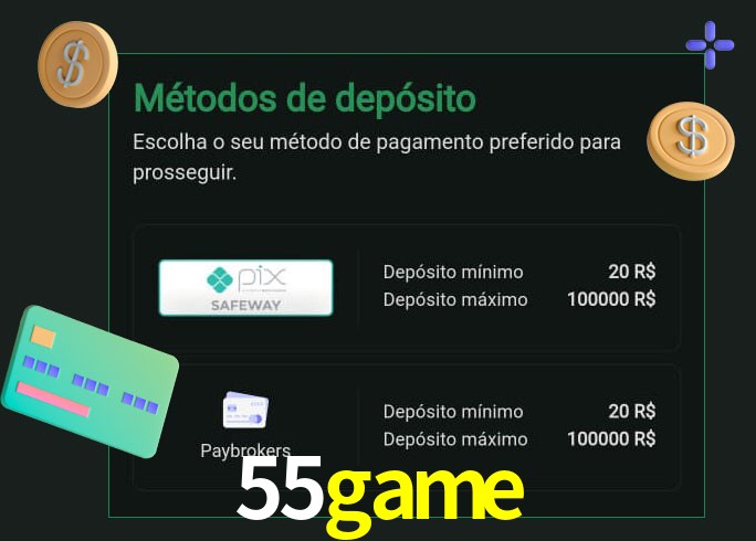 O cassino 55game oferece uma grande variedade de métodos de pagamento